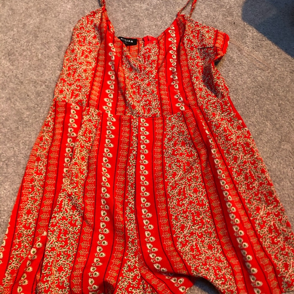 Red paisley romper